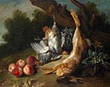 Still Life with Dead Game and Peaches in a Landscape